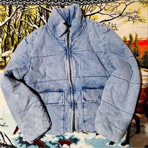 Kan Can Denim Puffer Jacket Large